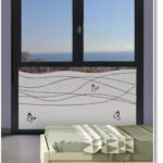 vinilos cristales ventanas dormitorio 1500 VD15N ONDAS CON MARIPOSAS F01