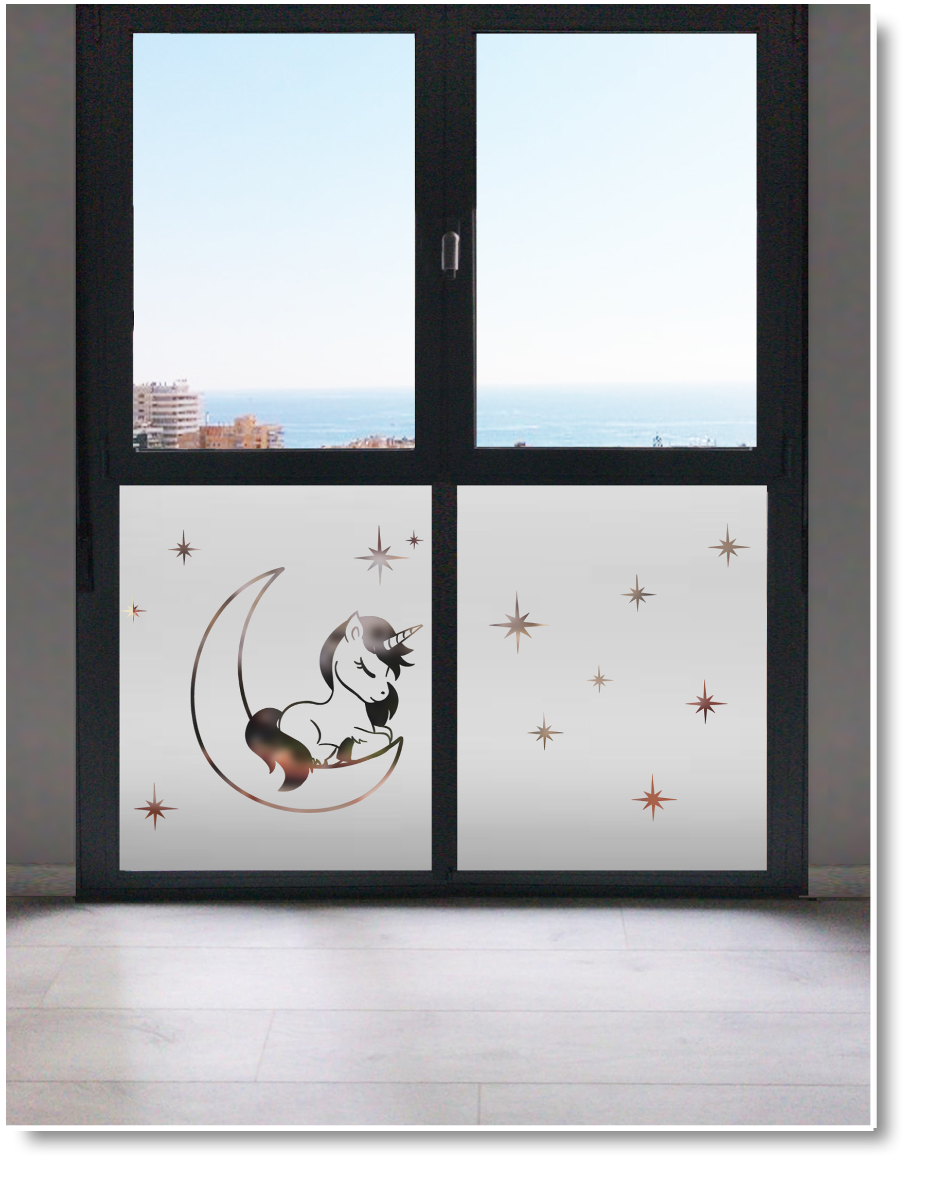 Vinilos ventanas infantiles UNICORNIO EN LUNA - tokPersonal