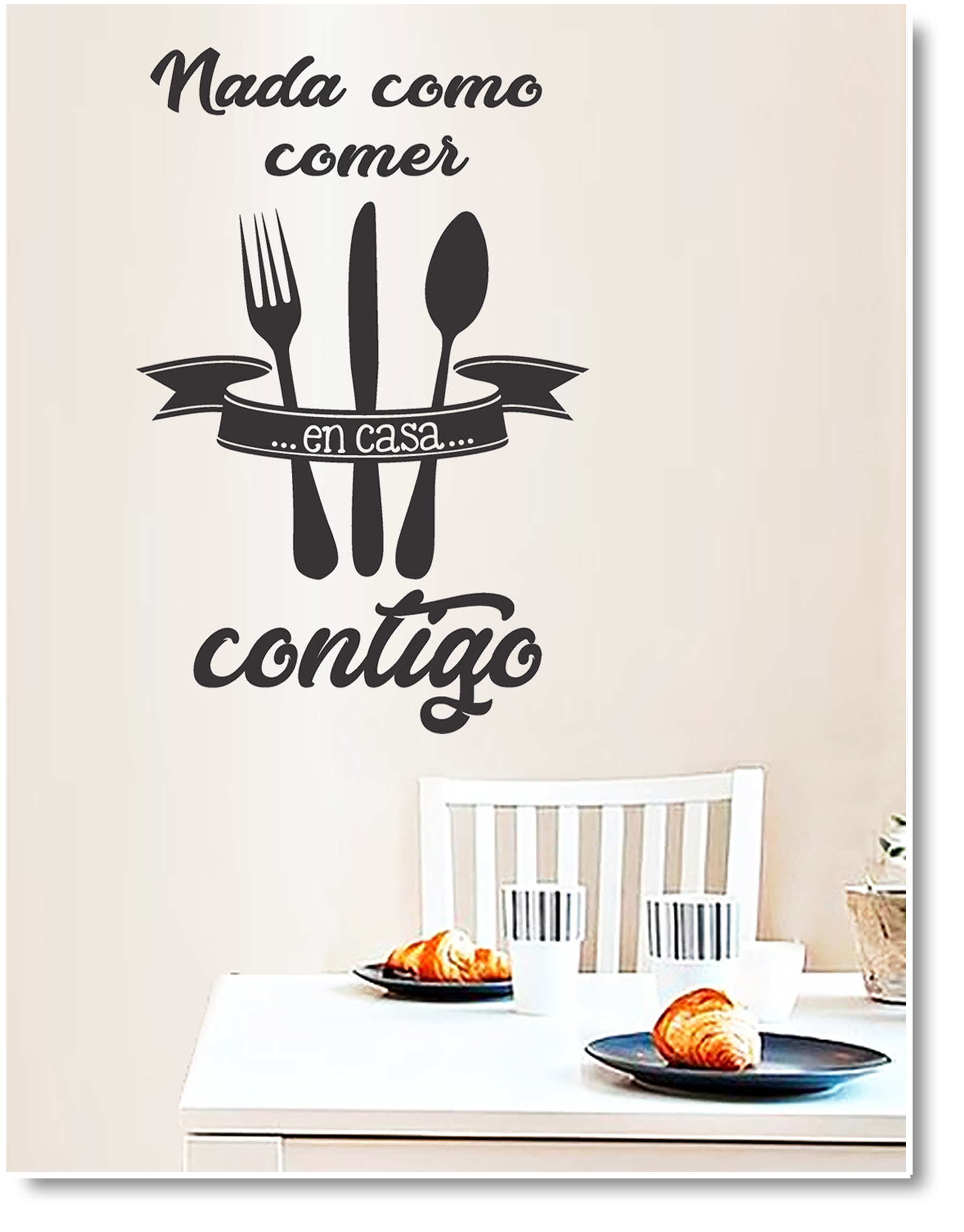 Vinilo decorativo COMER EN CASA CONTIGO - tokPersonal