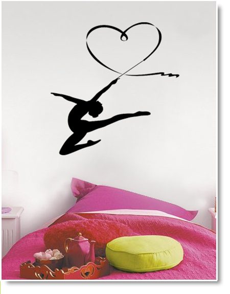 Vinilo decorativo pared gimnasia ritmica cinta corazón